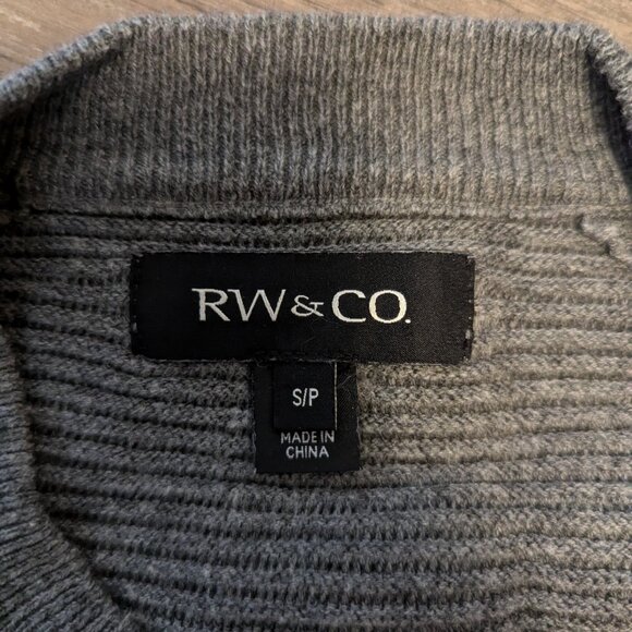 Men's RW & Co. Grey Ribbed Zip-Up Sweater - Picture 5 of 8